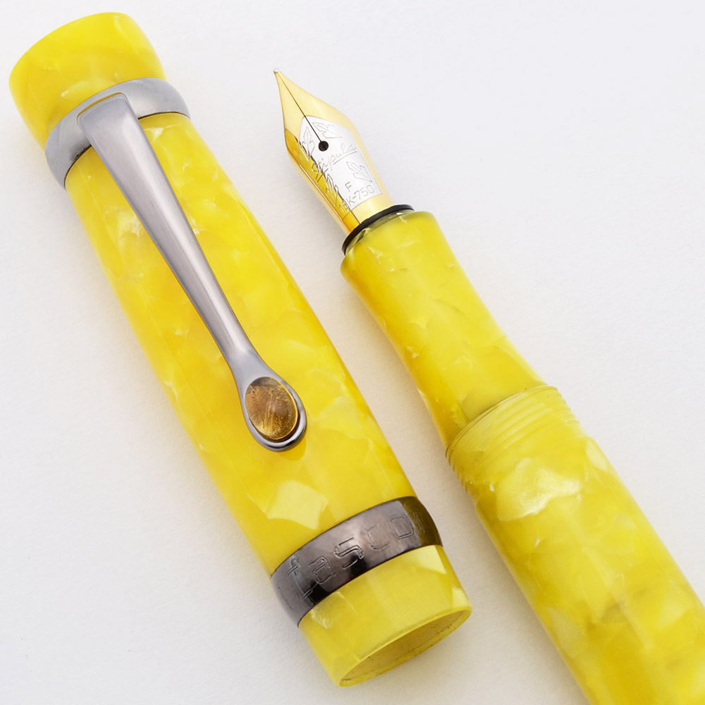 Stipula スティピュラ 万年筆 I castoni シトロン【中古】 Stipula I Castoni Citrino Fountain Pen - Lemon Yellow w Gunmetal